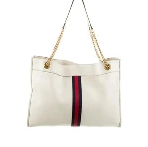 Women's White Rajah Web-striped Leather Tote Bag $1299 on I G